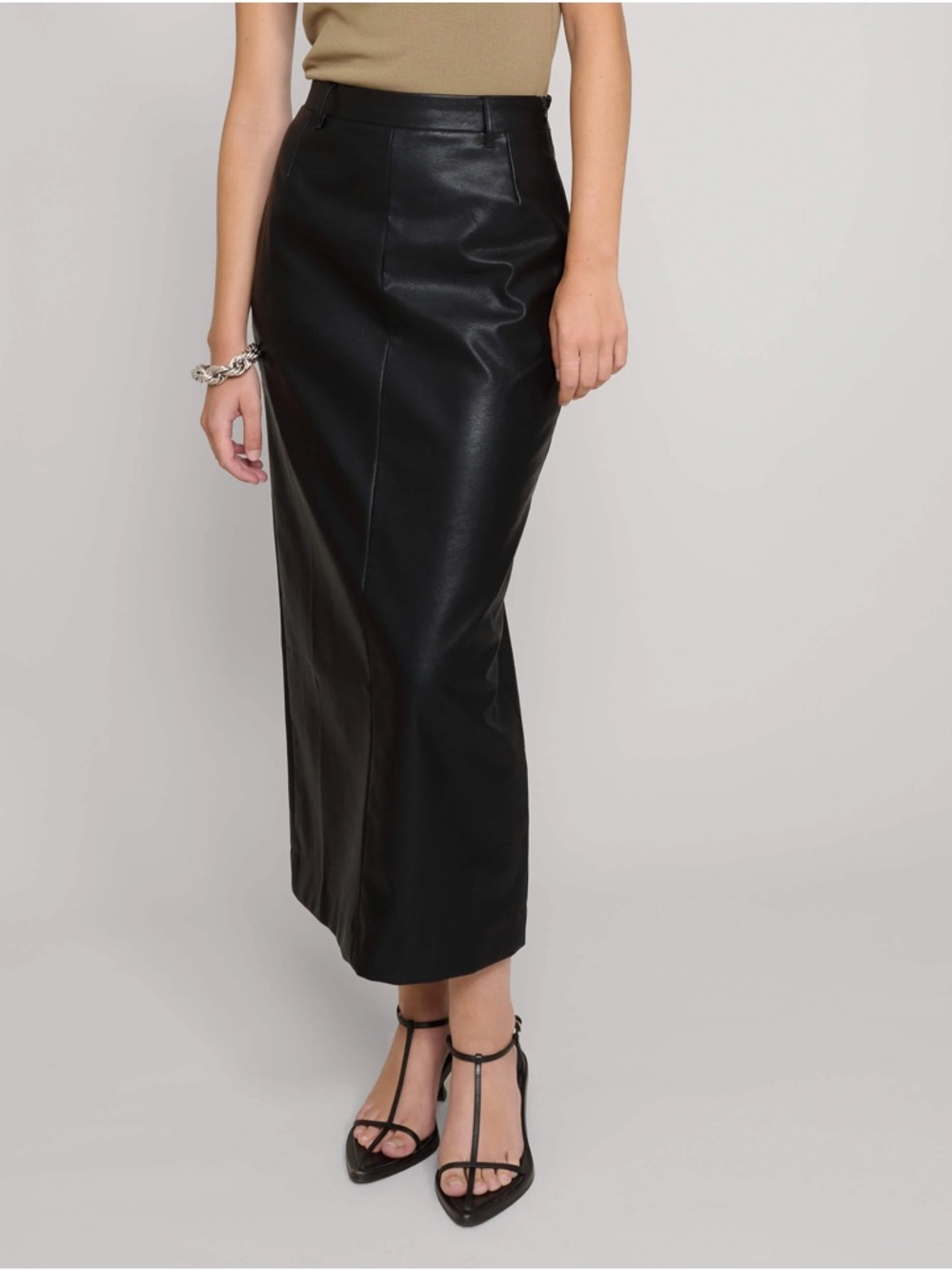 Pixie Market Black Yve maxi leather skirt